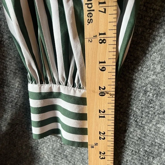 Maje Paris women striped Dress Greenwhite flared skirt formal coquette 32”waistM - Picture 6 of 16